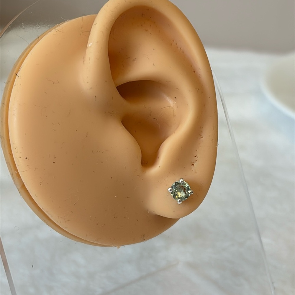 Mint Green Roman Glass S925 Sterling Silver Stud Earrings